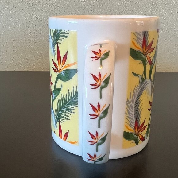 Vtg MAUI PACIFIC TRADERS Retro Hawaii Bird of Paradise Plant Mug ~  Botanical - Picture 5 of 8